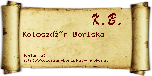 Koloszár Boriska névjegykártya